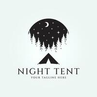 night camping logo vector illustration design, simple tent adventure template logo