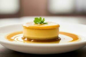 AI generated Caramel custard pudding. Pro Photo