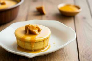 AI generated Caramel custard pudding. Pro Photo