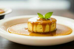 AI generated Caramel custard pudding. Pro Photo