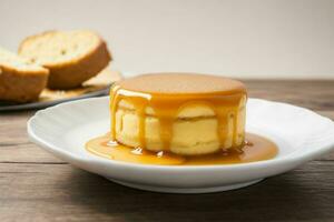 AI generated Caramel custard pudding. Pro Photo