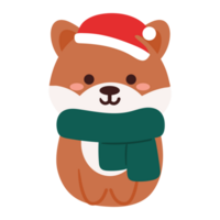 hand drawing cartoon puppy with Christmas outfit png