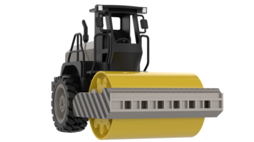 Construction machine. Road roller isolated on background. 3d rendering - illustration png