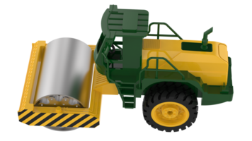 Construction machine. Road roller isolated on background. 3d rendering - illustration png