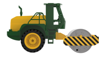 Construction machine. Road roller isolated on background. 3d rendering - illustration png