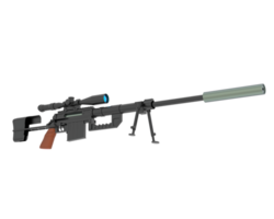 Firearm with scope isolated on background. 3d rendering - illustration png