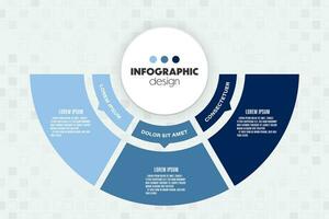 Vector semi circle shape infographic template for presentation. Business concept 3 step.