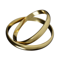 3d render of two gold rings. illustration wedding concept photo png