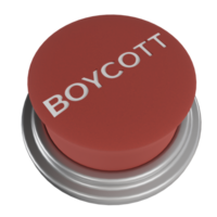 3d render of a red button that says boycott. a suitable icon for boycotting the product png