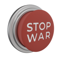 3d render of red push button with stop war writing. for the illustrative concept of choosing to stop the war png