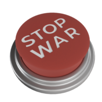 3d geven van rood Duwen knop met hou op oorlog schrijven. voor de illustratief concept van kiezen naar hou op de oorlog png