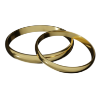 3d render of two gold rings. illustration wedding concept photo png