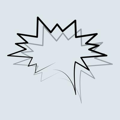 Black speech bubble in a flat design.