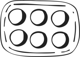 Muffin Baking Tray Cooking outline doodle png
