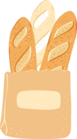 zak van stokbrood bakkerij illustratie png