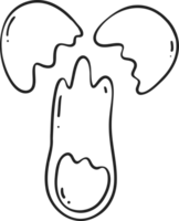 Broken egg outline cartoon doodle png