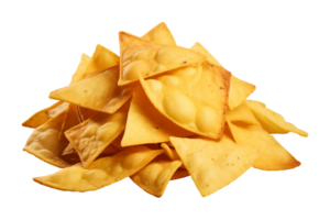 AI generated a pile of nachos isolated on a transparent background, PNG