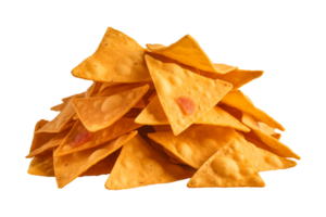 AI generated a pile of nachos isolated on a transparent background, PNG