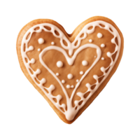 AI generated heart-shaped cookie or biscuit isolated on a transparent background, PNG