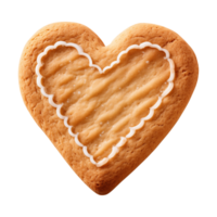 AI generated heart-shaped cookie or biscuit isolated on a transparent background, PNG