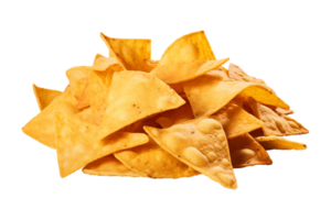 AI generated a pile of nachos isolated on a transparent background, PNG