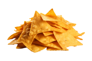 ai generiert ein Stapel von Nachos isoliert auf ein transparent Hintergrund, png