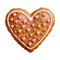 AI generated heart-shaped cookie or biscuit isolated on a transparent background, PNG