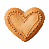 AI generated heart-shaped cookie or biscuit isolated on a transparent background, PNG