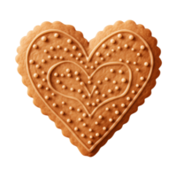 AI generated heart-shaped cookie or biscuit isolated on a transparent background, PNG