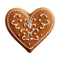 AI generated heart-shaped cookie or biscuit isolated on a transparent background, PNG