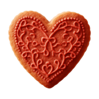 AI generated heart-shaped cookie or biscuit isolated on a transparent background, PNG