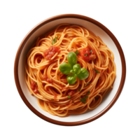 AI generated A plate of spaghetti top view on a transparent background, PNG