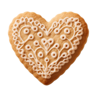 AI generated heart-shaped cookie or biscuit isolated on a transparent background, PNG