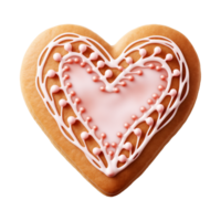 AI generated heart-shaped cookie or biscuit isolated on a transparent background, PNG