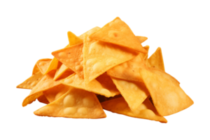 AI generated a pile of nachos isolated on a transparent background, PNG