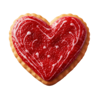 AI generated heart-shaped cookie or biscuit isolated on a transparent background, PNG