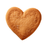 AI generated heart-shaped cookie or biscuit isolated on a transparent background, PNG