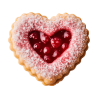 AI generated heart-shaped cookie or biscuit isolated on a transparent background, PNG