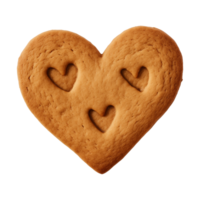 AI generated heart-shaped cookie or biscuit isolated on a transparent background, PNG