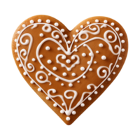 AI generated heart-shaped cookie or biscuit isolated on a transparent background, PNG