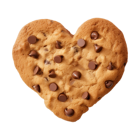 AI generated heart-shaped cookie or biscuit isolated on a transparent background, PNG