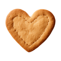 AI generated heart-shaped cookie or biscuit isolated on a transparent background, PNG