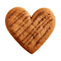 AI generated heart-shaped cookie or biscuit isolated on a transparent background, PNG