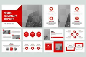 Red modern business work report slide presentation template vector