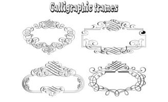 simple black and white frame set with attractive engravings vector