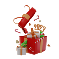 3d illustration of Christmas Present with open gift box on transparent background png