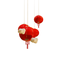 chinese new year and lunar decoration with lantern hanging on transparent background. png