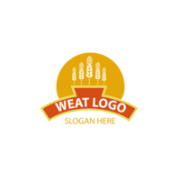 prima grano plano logotipo diseños colocar. orgánico cereal cultivos, natural producto publicidad. maduro trigo orejas dibujos animados ilustraciones con tipografía. eco granja, panadería tienda logo conceptos embalar. png