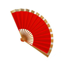 3d illustration of folding fan chinese or japanese traditional on transparent background png