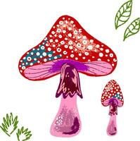 a mushroom with a red and blue pattern on it vector